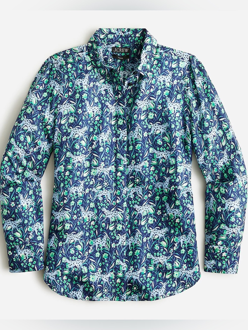 J Crew Classic Fit Button Up Shirt Fauna Floral Animal Print Tropical 6